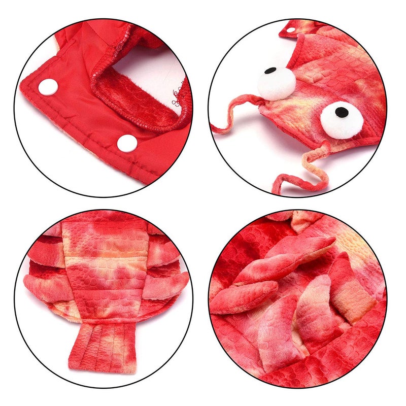 Mogoko Dog Cat Lobster Costume, Pet Halloween Cosplay Dress, Puppy Red Hoodie Warm Outfits Clothes(XL Size) - Image 3